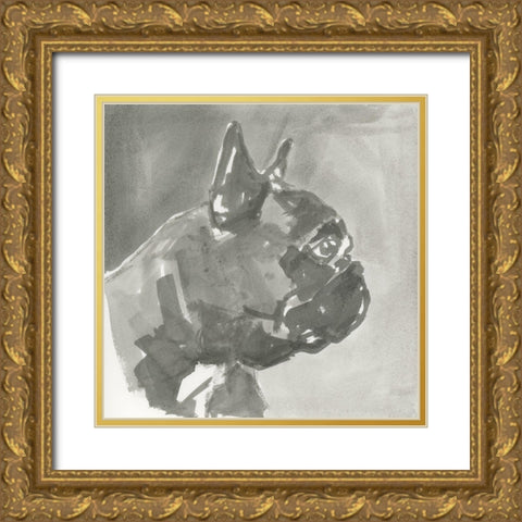 A Very Neutral Modern Dog III Gold Ornate Wood Framed Art Print with Double Matting by Cartissi