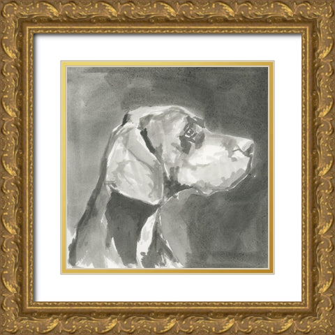 A Very Neutral Modern Dog IV Gold Ornate Wood Framed Art Print with Double Matting by Cartissi