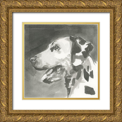 A Very Neutral Modern Dog V Gold Ornate Wood Framed Art Print with Double Matting by Cartissi