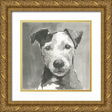 A Very Neutral Modern Dog VI Gold Ornate Wood Framed Art Print with Double Matting by Cartissi