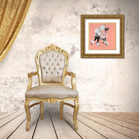 A Very Pop Modern Dog II Gold Ornate Wood Framed Art Print with Double Matting by Cartissi