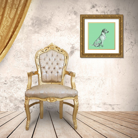 A Very Pop Modern Dog V Gold Ornate Wood Framed Art Print with Double Matting by Cartissi