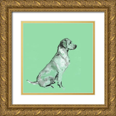 A Very Pop Modern Dog V Gold Ornate Wood Framed Art Print with Double Matting by Cartissi