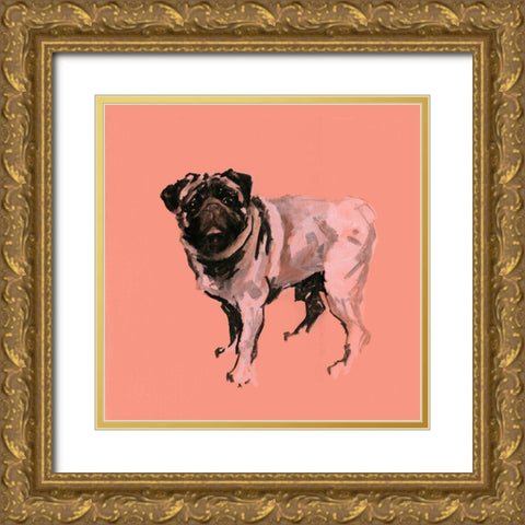 A Very Pop Modern Dog VII Gold Ornate Wood Framed Art Print with Double Matting by Cartissi