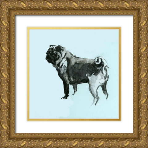 A Very Pop Modern Dog VIII Gold Ornate Wood Framed Art Print with Double Matting by Cartissi