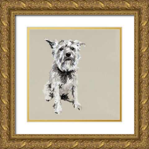 A Very Pastel Modern Dog I Gold Ornate Wood Framed Art Print with Double Matting by Cartissi