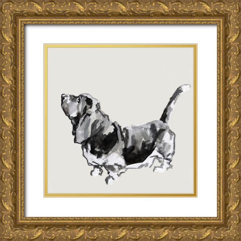 A Very Pastel Modern Dog IV Gold Ornate Wood Framed Art Print with Double Matting by Cartissi