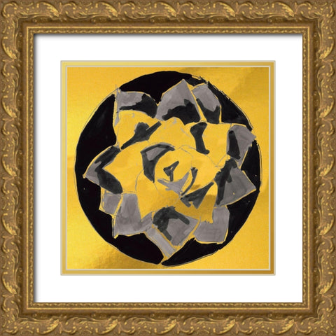 Gold Cactus I Gold Ornate Wood Framed Art Print with Double Matting by Cartissi