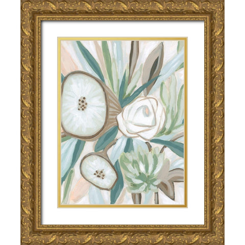 Sage Bouquet II Gold Ornate Wood Framed Art Print with Double Matting by Vess, June Erica