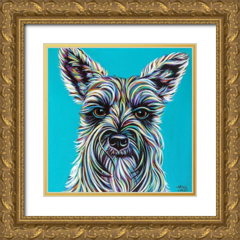 Colorful Schnauzer Gold Ornate Wood Framed Art Print with Double Matting by Vitaletti, Carolee