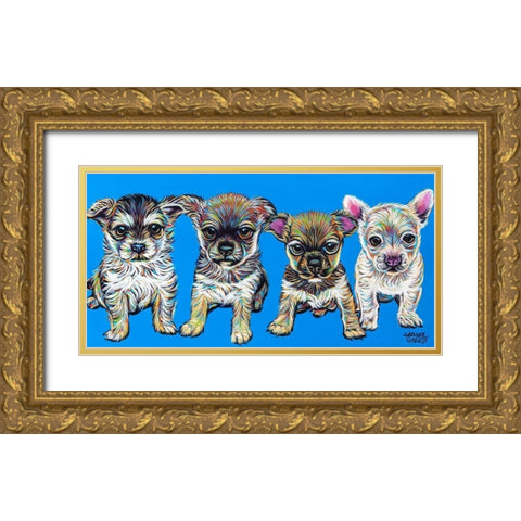 Chihuahua Pups Gold Ornate Wood Framed Art Print with Double Matting by Vitaletti, Carolee