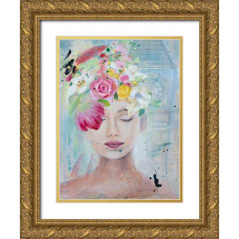 Femme Fleur I Gold Ornate Wood Framed Art Print with Double Matting by Iafrate, Sandra