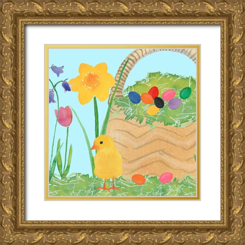 Easter Basket Time I Gold Ornate Wood Framed Art Print with Double Matting by Longley, Alicia