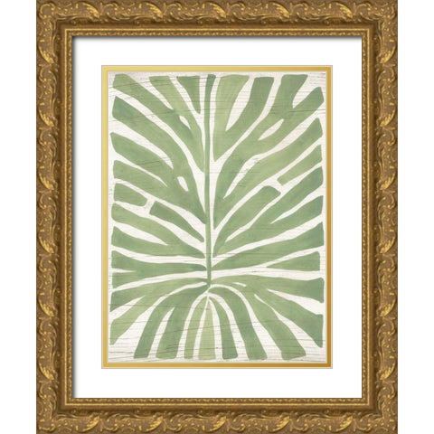 Driftwood Palm Leaf III Gold Ornate Wood Framed Art Print with Double Matting by Vess, June Erica