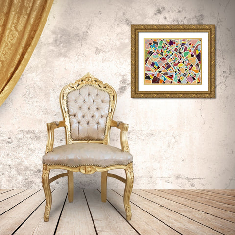 Modern Birmingham Map Gold Ornate Wood Framed Art Print with Double Matting by Galapon, Nikki