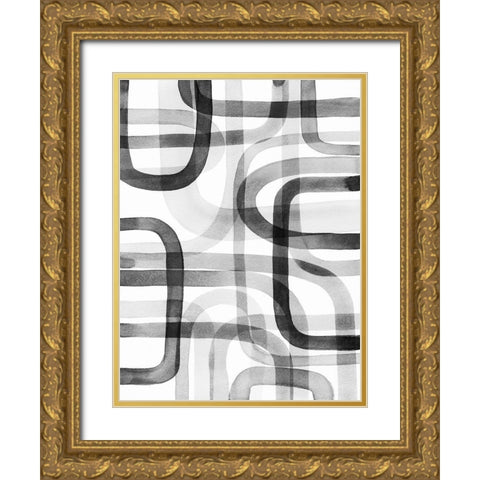 Overlapping V Gold Ornate Wood Framed Art Print with Double Matting by Galapon, Nikki