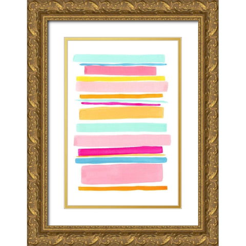 Summer Stripes II Gold Ornate Wood Framed Art Print with Double Matting by Galapon, Nikki