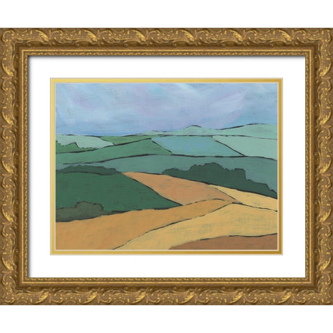 Blocked Topography II Gold Ornate Wood Framed Art Print with Double Matting by Moore, Regina