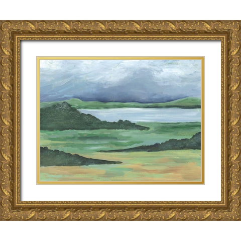 Striated Terrain II Gold Ornate Wood Framed Art Print with Double Matting by Moore, Regina