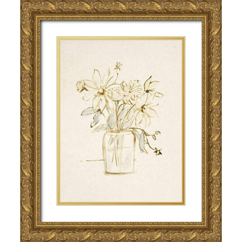 Faded Flower Arrangment I Gold Ornate Wood Framed Art Print with Double Matting by Barnes, Victoria