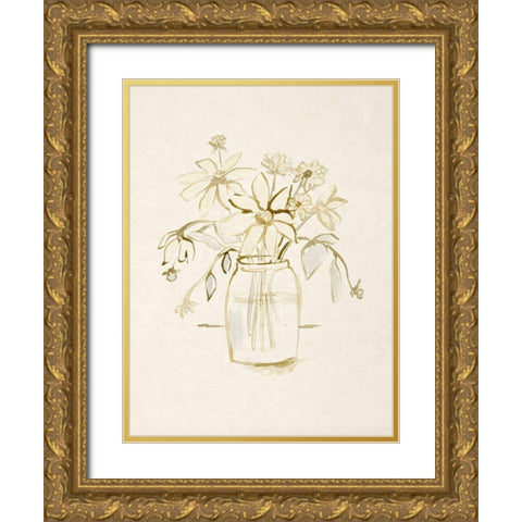 Faded Flower Arrangment II Gold Ornate Wood Framed Art Print with Double Matting by Barnes, Victoria