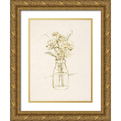 Faded Flower Arrangment III Gold Ornate Wood Framed Art Print with Double Matting by Barnes, Victoria