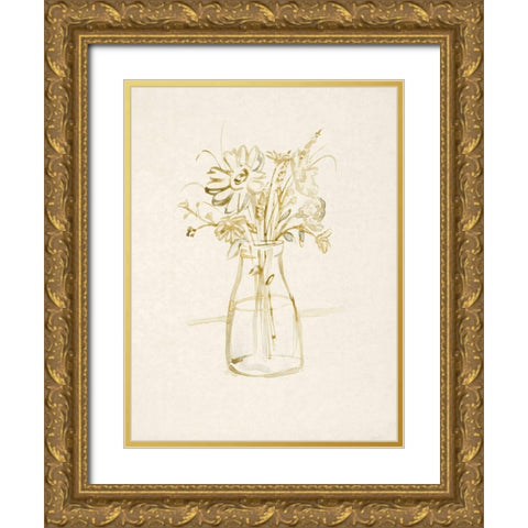 Faded Flower Arrangment IV Gold Ornate Wood Framed Art Print with Double Matting by Barnes, Victoria