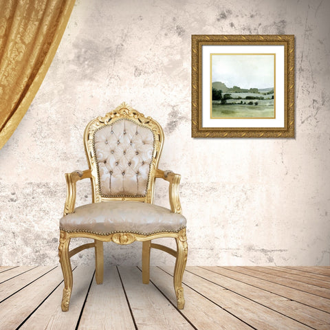 Vert Landscape I Gold Ornate Wood Framed Art Print with Double Matting by Caroline, Emma