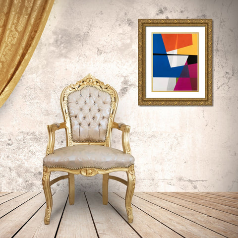 Modular V Gold Ornate Wood Framed Art Print with Double Matting by Fuchs, Jodi