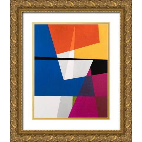 Modular V Gold Ornate Wood Framed Art Print with Double Matting by Fuchs, Jodi