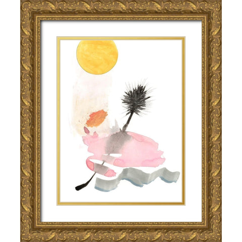 Pink Oasis I Gold Ornate Wood Framed Art Print with Double Matting by Fuchs, Jodi