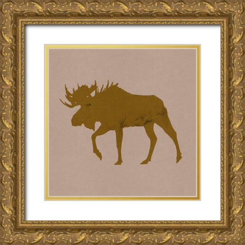 Golden Moose II Gold Ornate Wood Framed Art Print with Double Matting by Green, Jacob