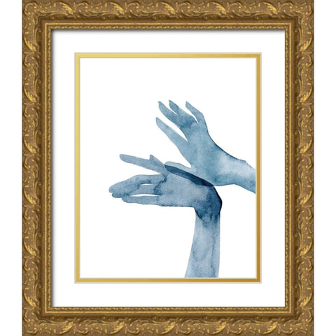Shadow Hands I Gold Ornate Wood Framed Art Print with Double Matting by Popp, Grace