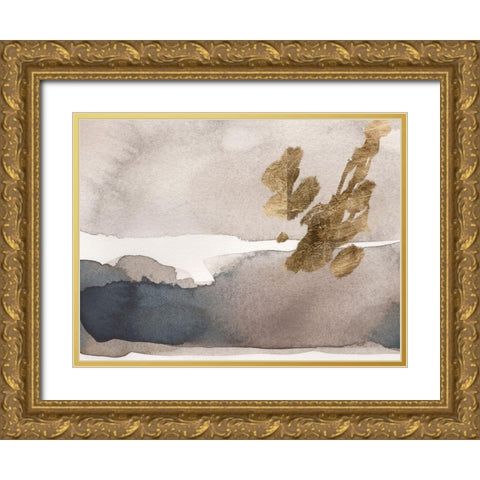 Watercolor with Gold II Gold Ornate Wood Framed Art Print with Double Matting by Green, Jacob