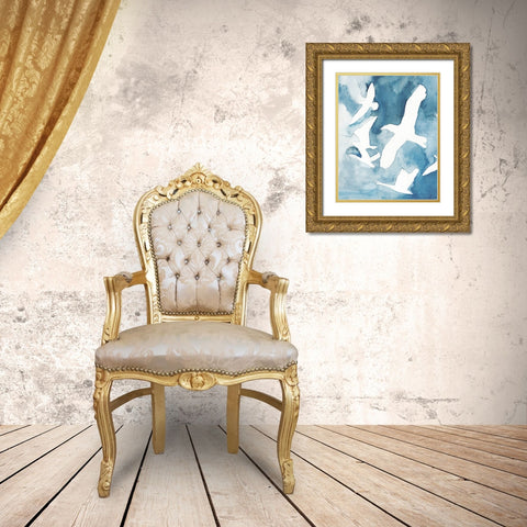 Soaring Flock I Gold Ornate Wood Framed Art Print with Double Matting by Warren, Annie