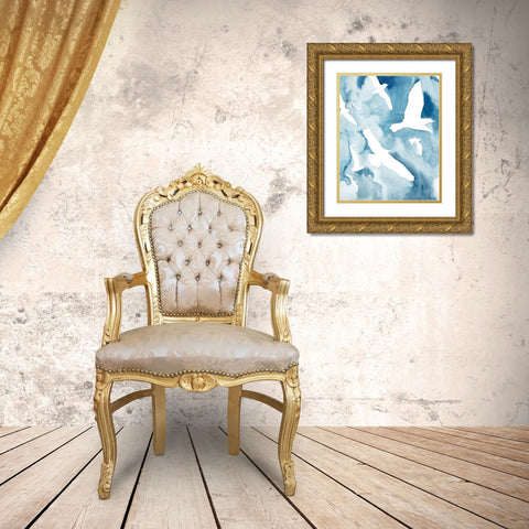 Soaring Flock II Gold Ornate Wood Framed Art Print with Double Matting by Warren, Annie