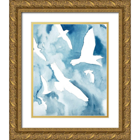 Soaring Flock II Gold Ornate Wood Framed Art Print with Double Matting by Warren, Annie