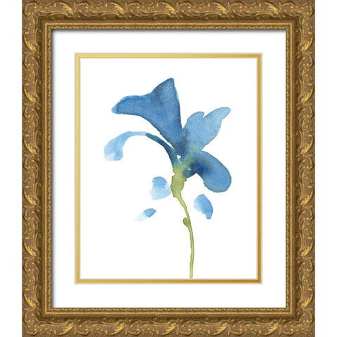Striking Blue Iris V Gold Ornate Wood Framed Art Print with Double Matting by Green, Jacob