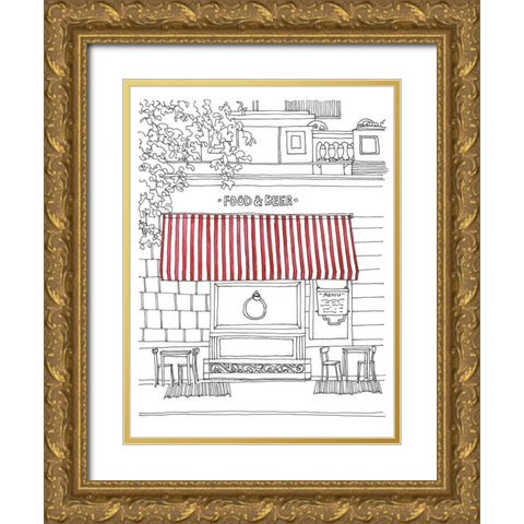 Striped Awning II Gold Ornate Wood Framed Art Print with Double Matting by Moore, Regina