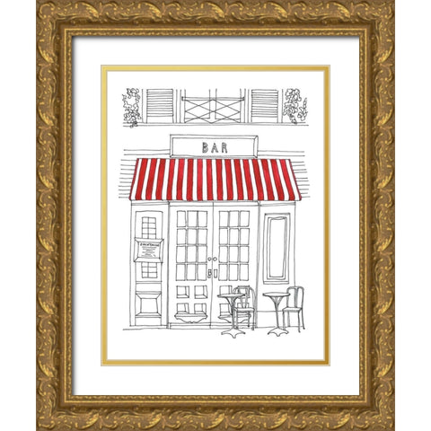 Striped Awning III Gold Ornate Wood Framed Art Print with Double Matting by Moore, Regina