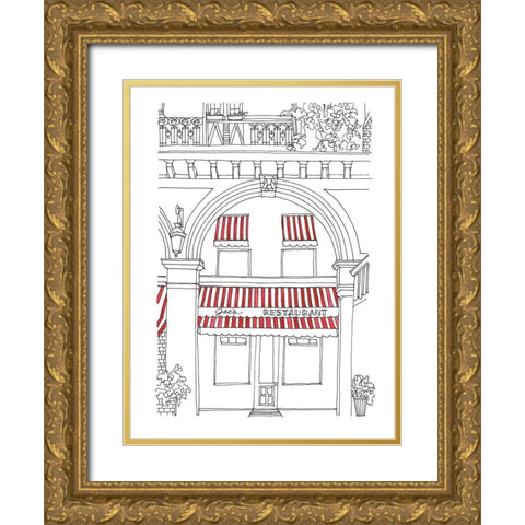 Striped Awning IV Gold Ornate Wood Framed Art Print with Double Matting by Moore, Regina