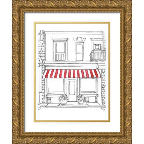 Striped Awning V Gold Ornate Wood Framed Art Print with Double Matting by Moore, Regina