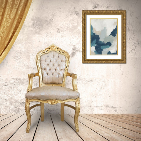 Brushy Blues II Gold Ornate Wood Framed Art Print with Double Matting by Vess, June Erica