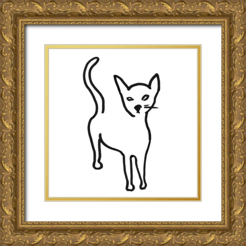 Kitteh I Gold Ornate Wood Framed Art Print with Double Matting by Longley, Alicia