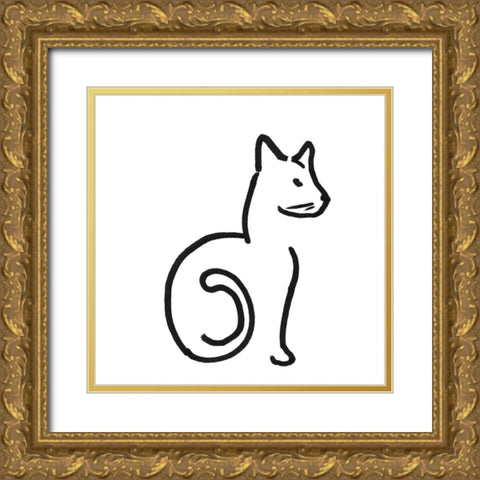 Kitteh II Gold Ornate Wood Framed Art Print with Double Matting by Longley, Alicia