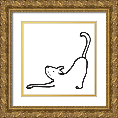 Kitteh III Gold Ornate Wood Framed Art Print with Double Matting by Longley, Alicia