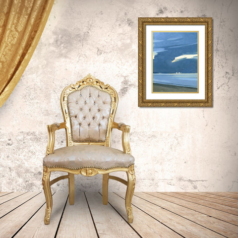Blue Ocean Evening III Gold Ornate Wood Framed Art Print with Double Matting by Caroline, Emma