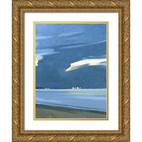 Blue Ocean Evening III Gold Ornate Wood Framed Art Print with Double Matting by Caroline, Emma