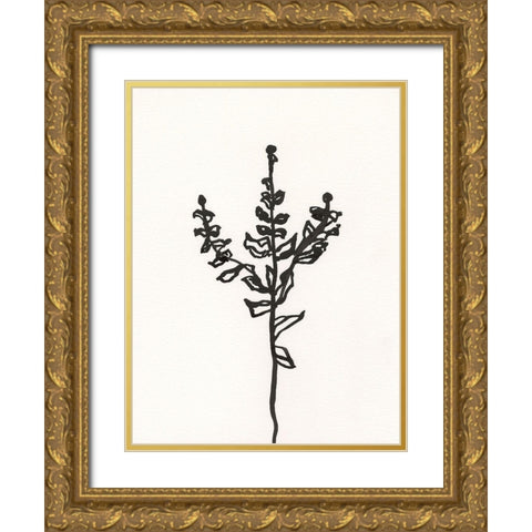 Ink Botanical Sketch II Gold Ornate Wood Framed Art Print with Double Matting by Holland, J.