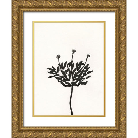 Ink Botanical Sketch III Gold Ornate Wood Framed Art Print with Double Matting by Holland, J.